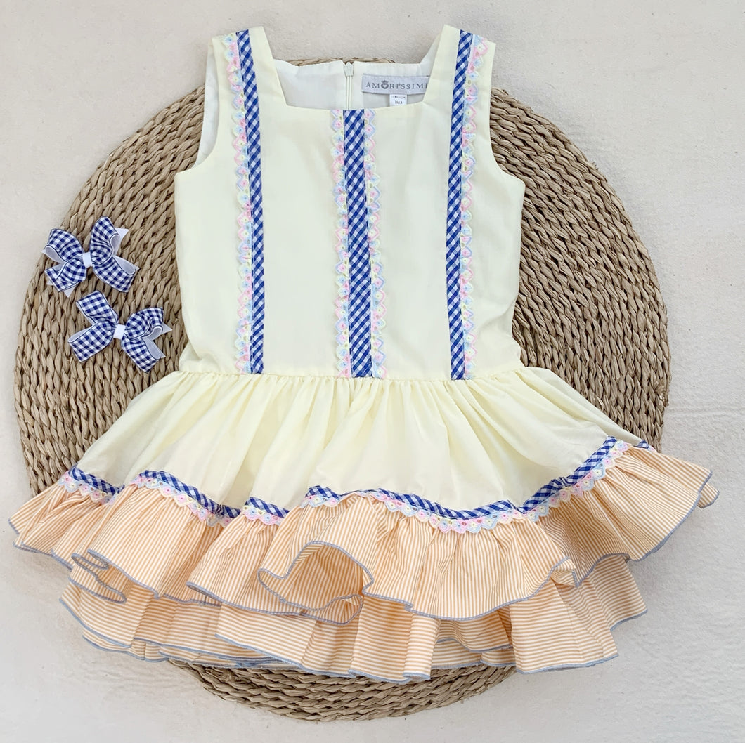 Vestido Rayitas Amarillo Talle Bajo