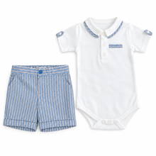 Cargar imagen en el visor de la galería, Conjunto Body Short Rayitas Celeste