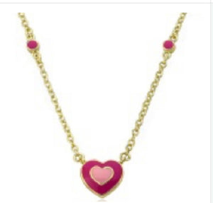 Collar Corazon Enamel Rosa J6-37