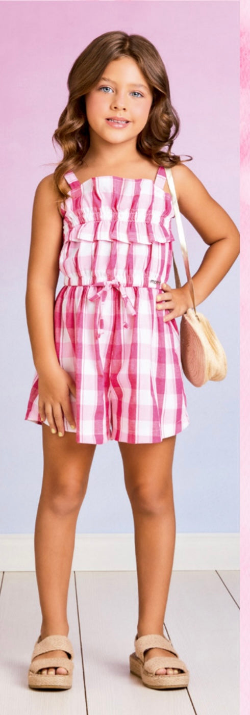 Romper Cuadros Fucsia