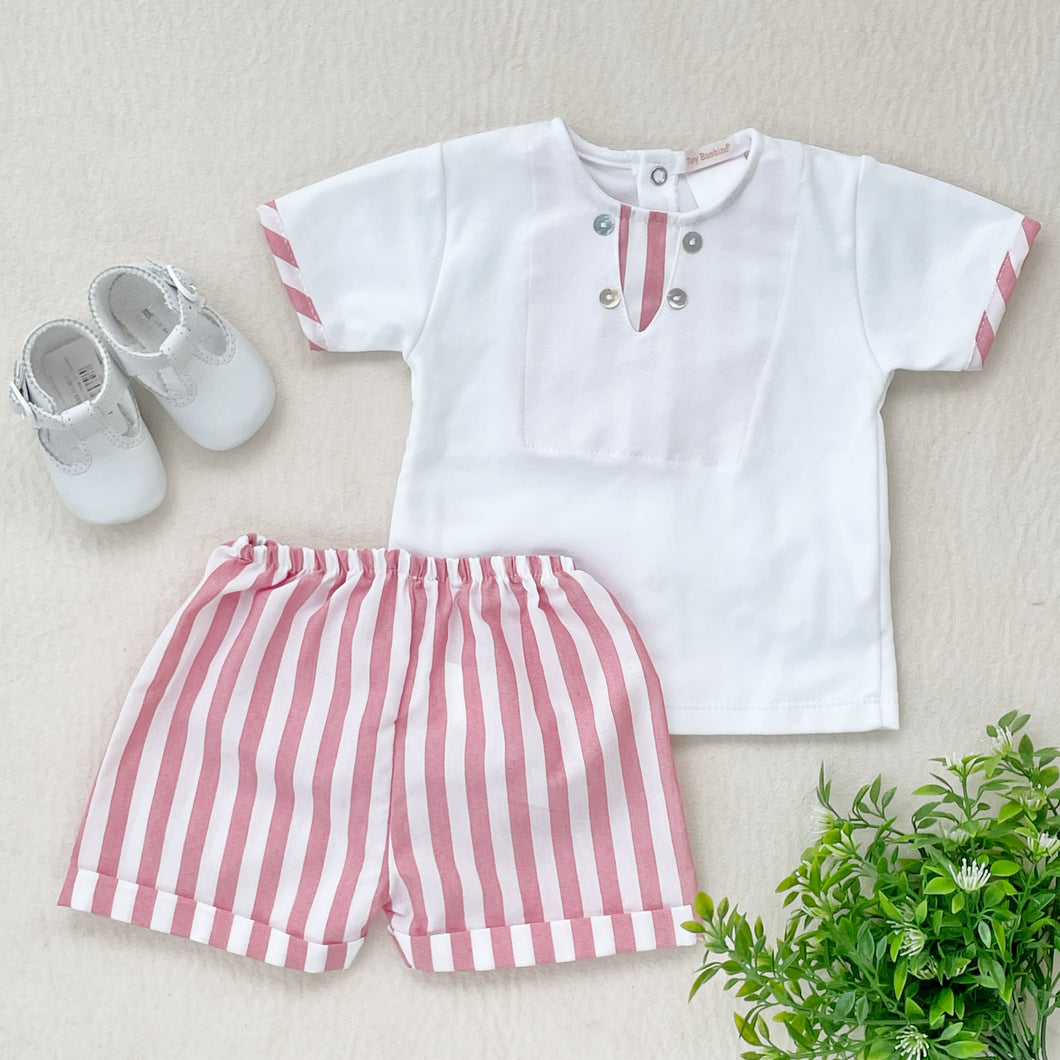 Conjunto Short Rayitas Rojo