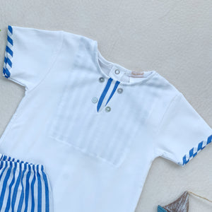 Conjunto Short Rayas Celeste