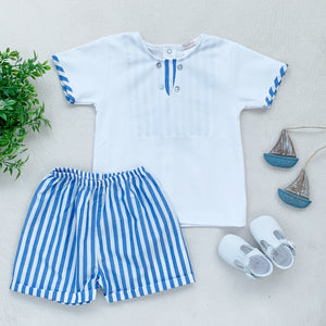 Conjunto Short Rayas Celeste