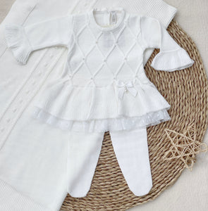 Conjunto Polaina Vestidito Perlitas