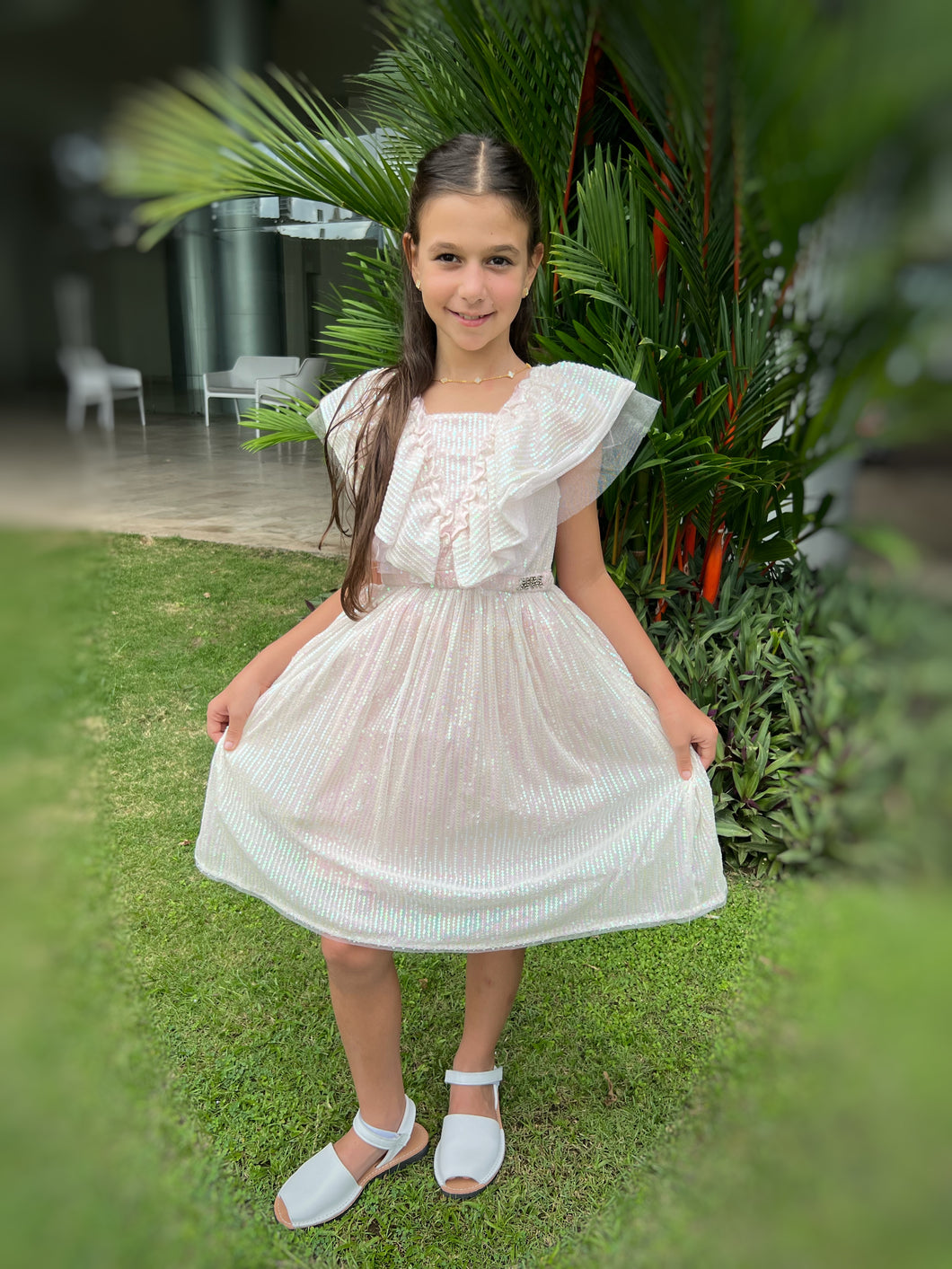 Vestido Lentejuela Rosa Claro
