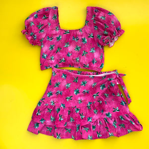 Conjunto Falda Palmeras Fucsia